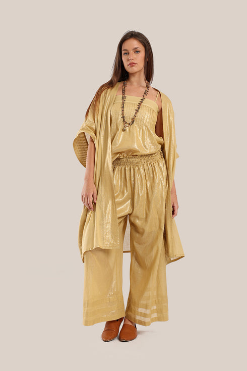 short top with tiny pleats and thin adjustable straps